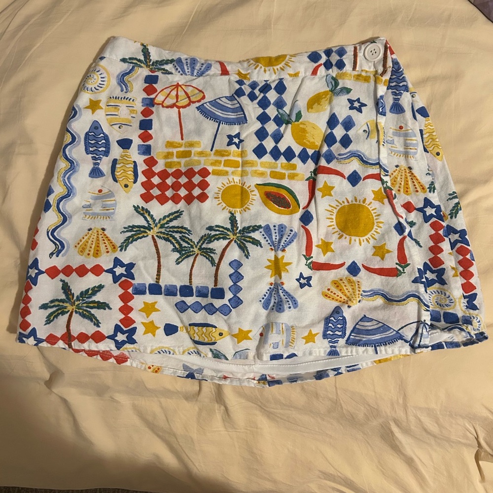 Tropical Print Mini Skirt